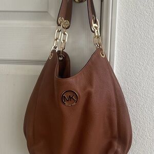 KORS Michael Kors Brown Hobo Bag with Gold Accents